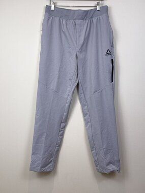 Reebok Mens Medium Grey Nylon Stretch Athletic Performance Jogger Pants M